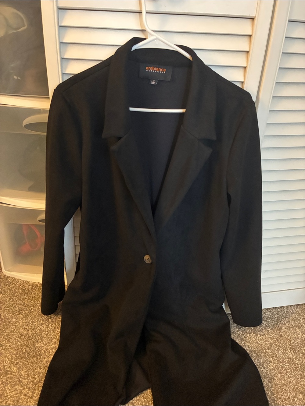 Ambiance Black Long Single-Button Blazer